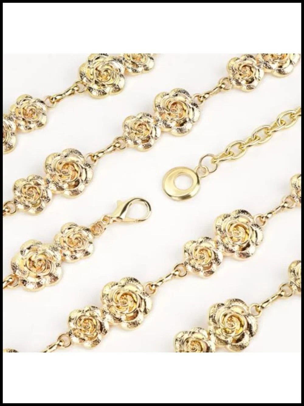 Plus Size Gold Metal Chain Belt, Chunky Body Waist Accessories, Adjustable